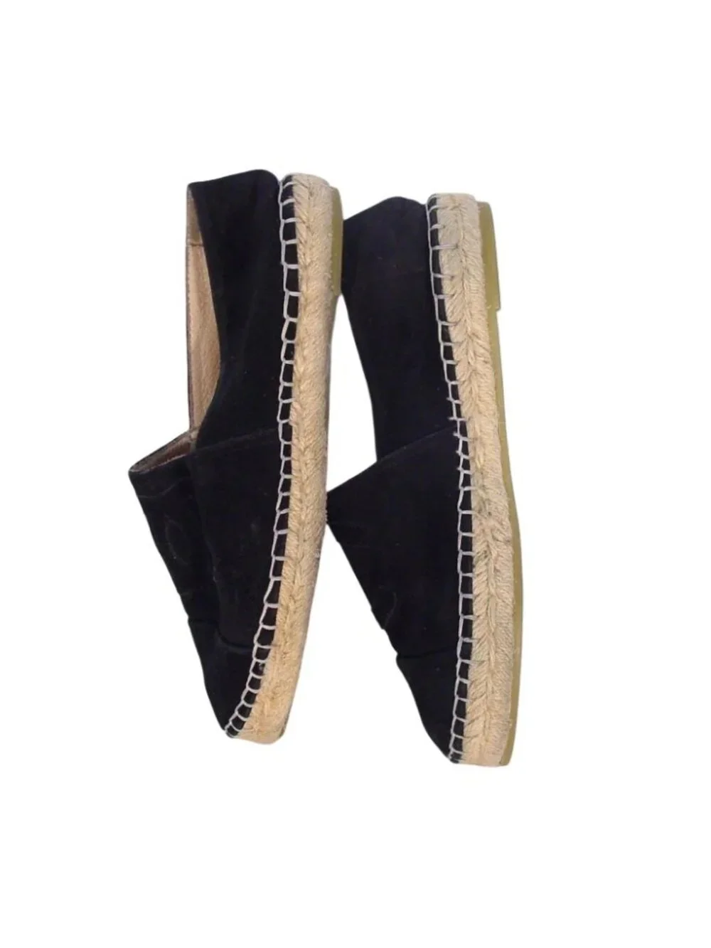 CHANEL CC Logo $975 Black Suede Espadrilles Loafers Flats 38/8 - Made in SPAIN - Picture 3 of 11